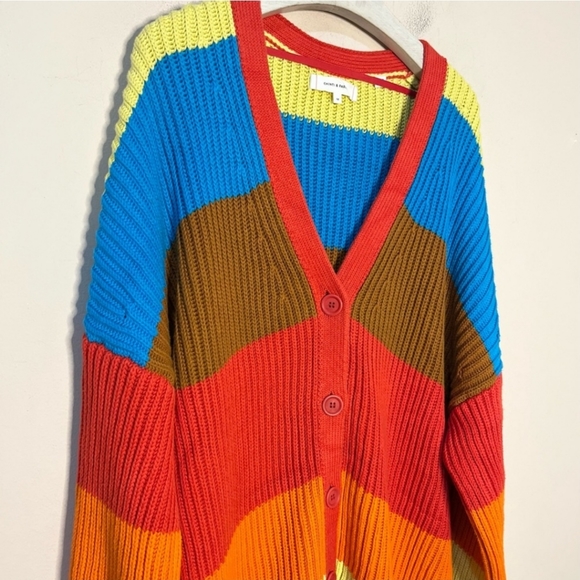 Chinti & Parker Rainbow Riviera Stripe Chunky Knit Cardigan, fit like XL - Picture 5 of 9